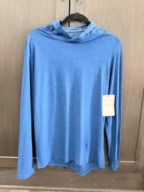 NWT Men's Small Eqip Lightweight Blue Hooded Shirt